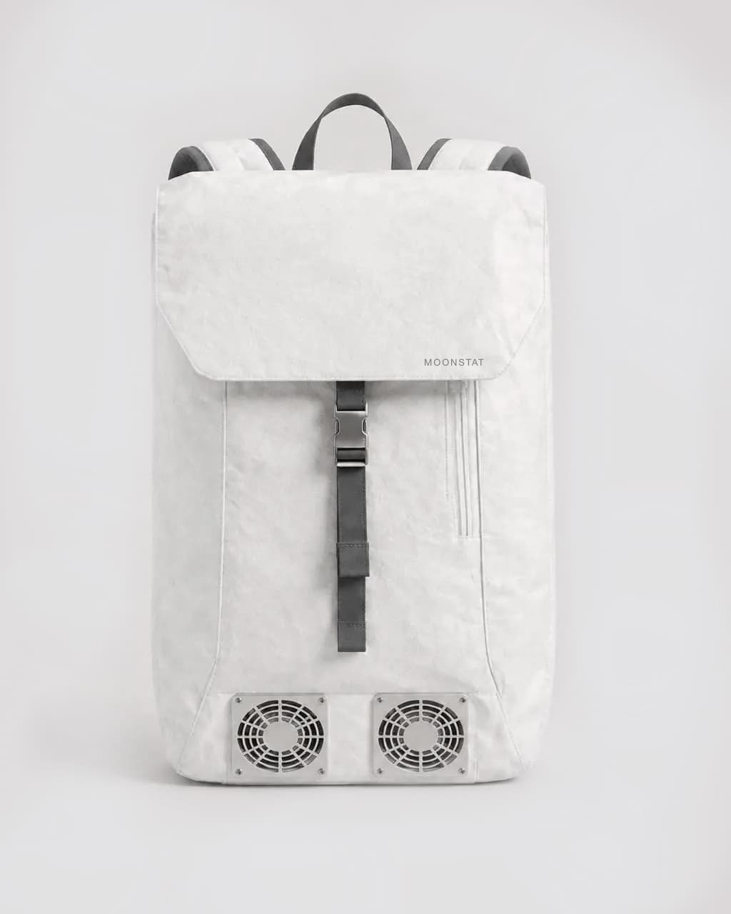 White Moon Backpack with two active-cooling fans